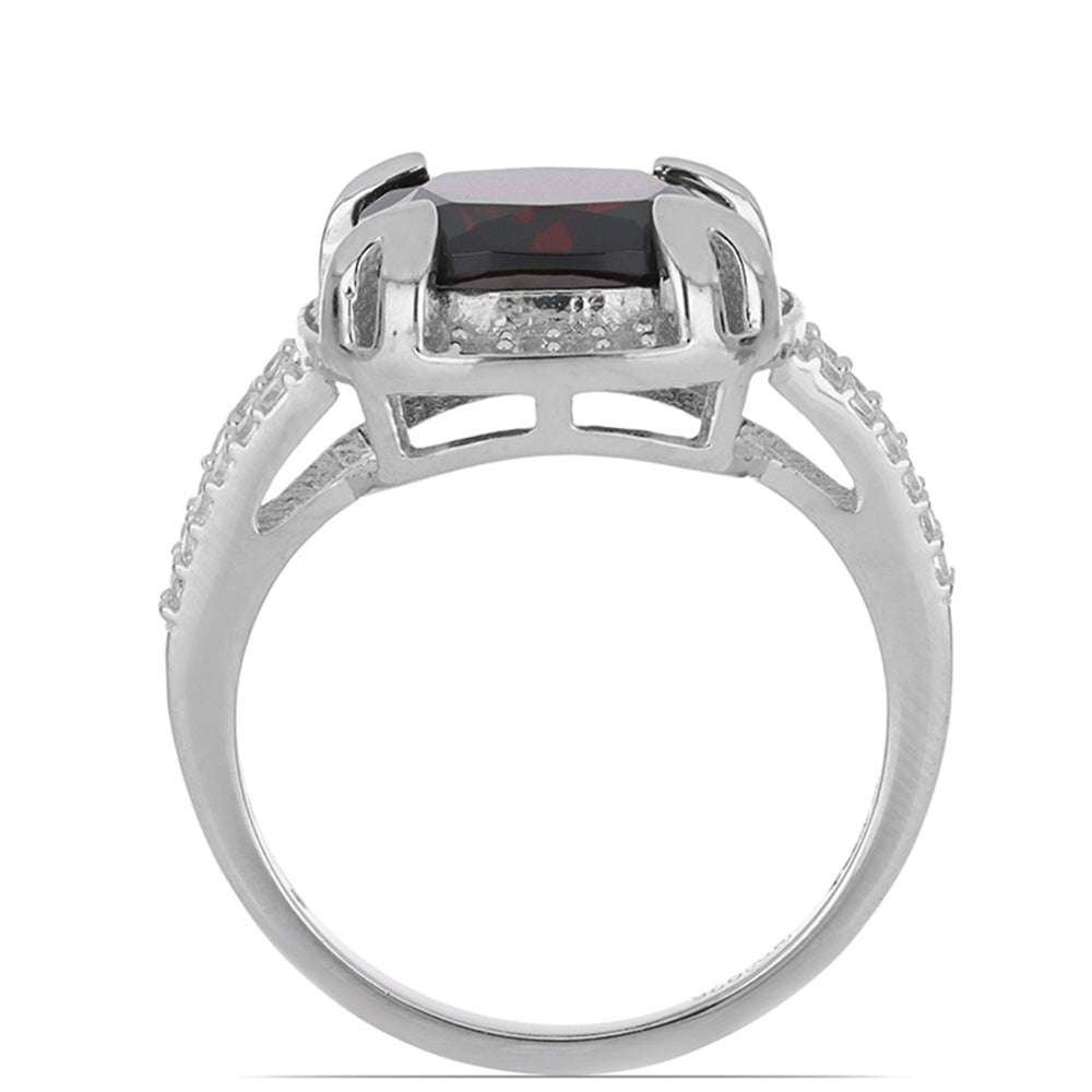 Silberring mit Barton Granat und weißem Topas