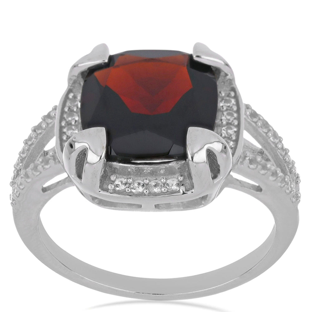 Silberring mit Barton Granat und weißem Topas 1 