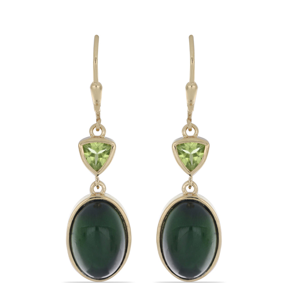 Goldplattierte Silberohrringe mit grünem Tigerauge und Peridot aus Changbai 1 