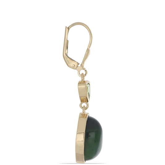 Goldplattierte Silberohrringe mit grünem Tigerauge und Peridot aus Changbai
