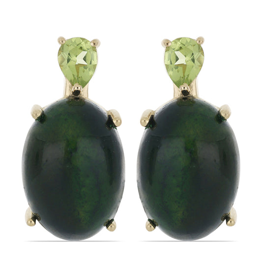 Goldplattierte Silberohrringe mit grünem Tigerauge und Peridot aus Changbai