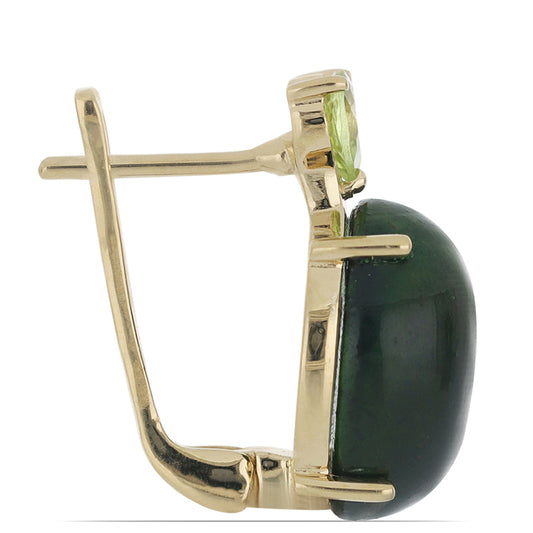 Goldplattierte Silberohrringe mit grünem Tigerauge und Peridot aus Changbai