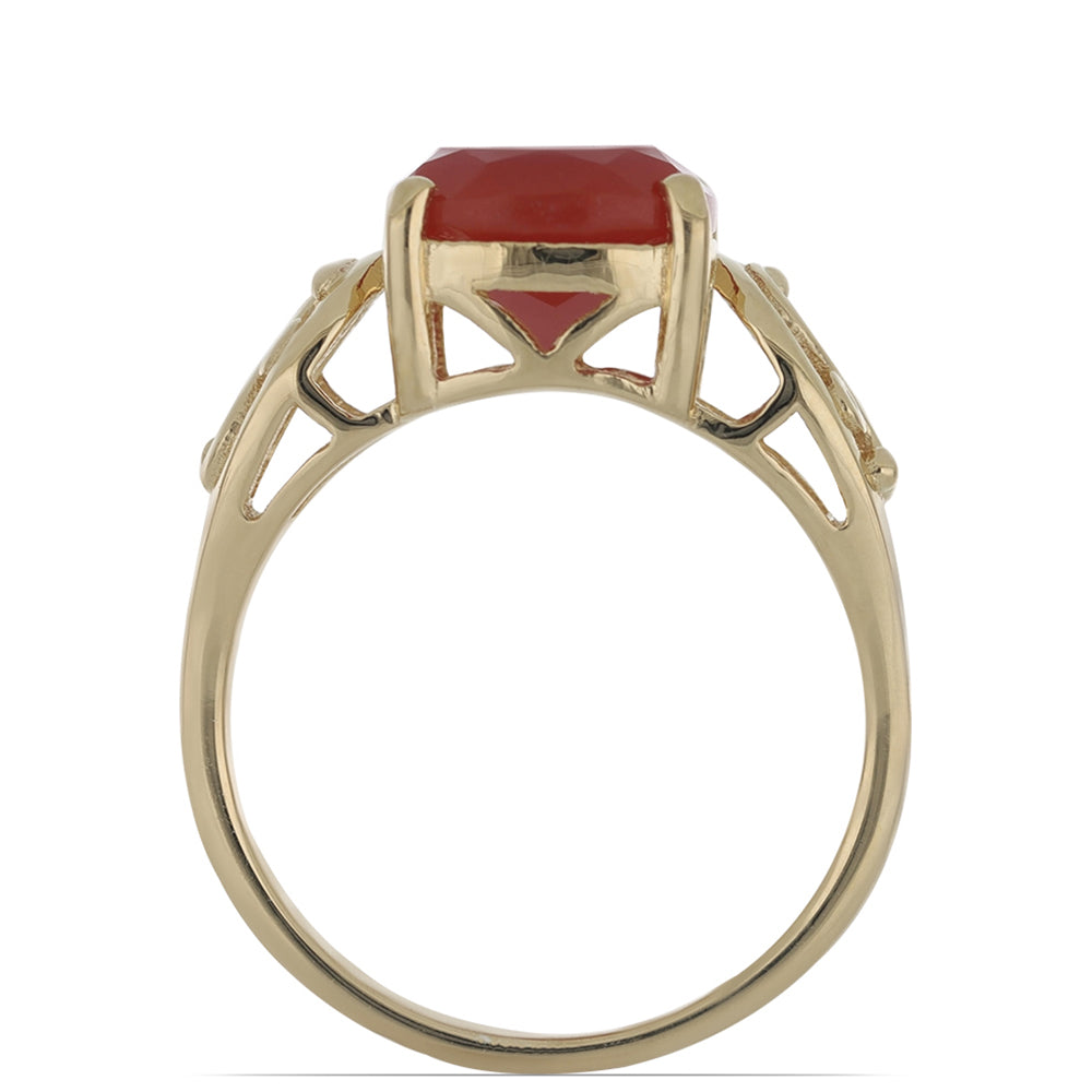 Goldplattierter Silberring mit rotem Quarz aus Spruce Pine 4 