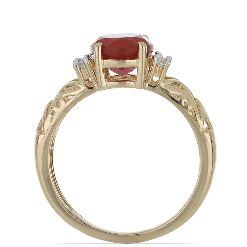 Goldplattierter Silberring mit rotem Quarz aus Spruce Pine und weißem Topas 4 