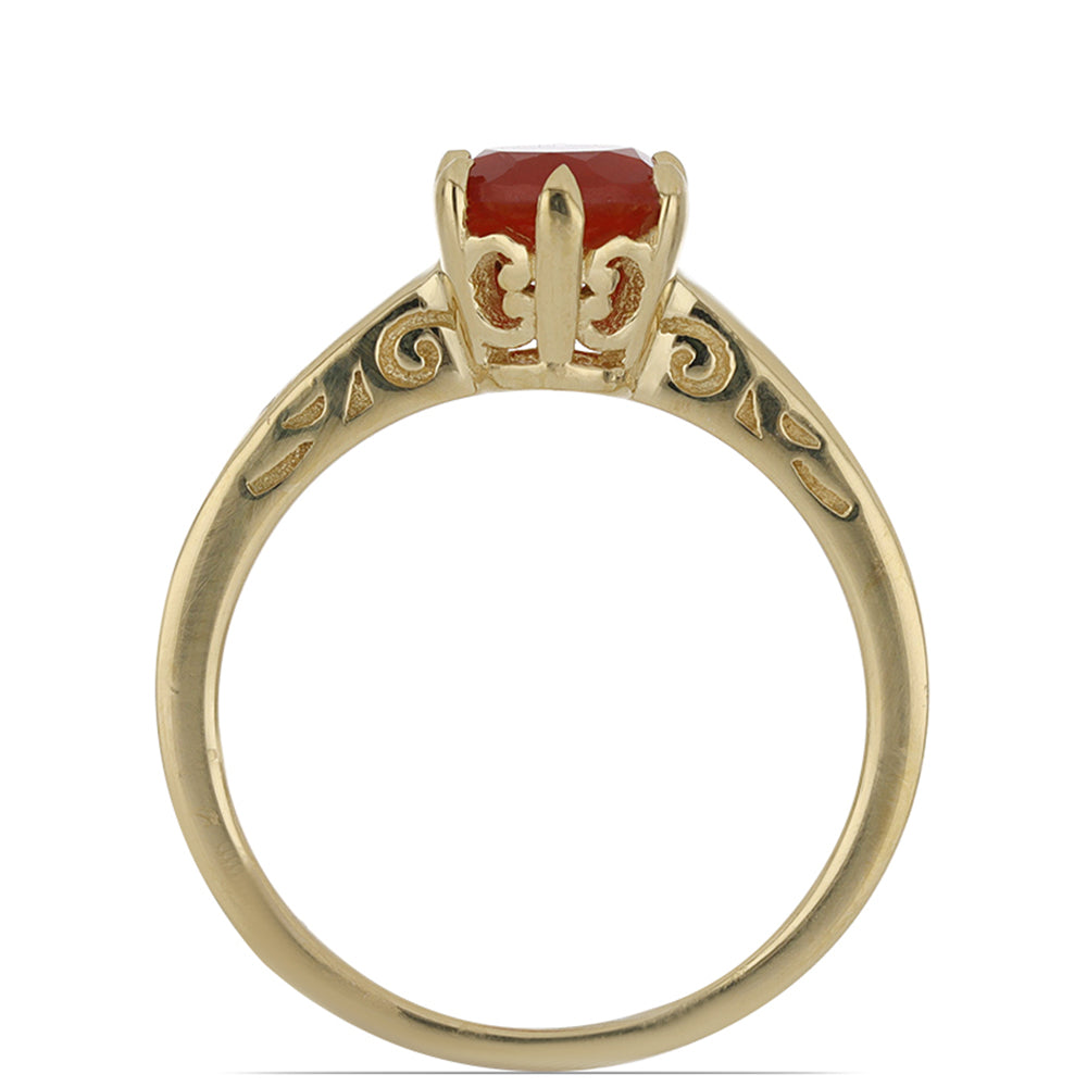 Goldplattierter Silberring mit rotem Quarz aus Spruce Pine 4 