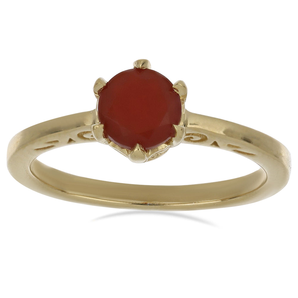 Goldplattierter Silberring mit rotem Quarz aus Spruce Pine 1 