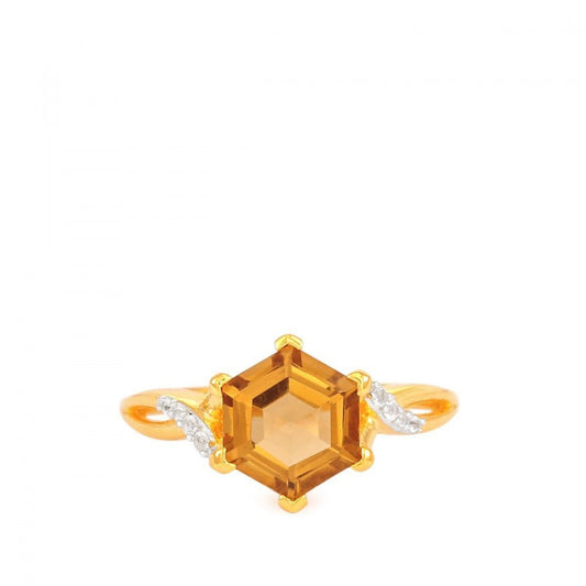 Goldplattierter Silberring mit Cognac-Quarz und weißem Topas