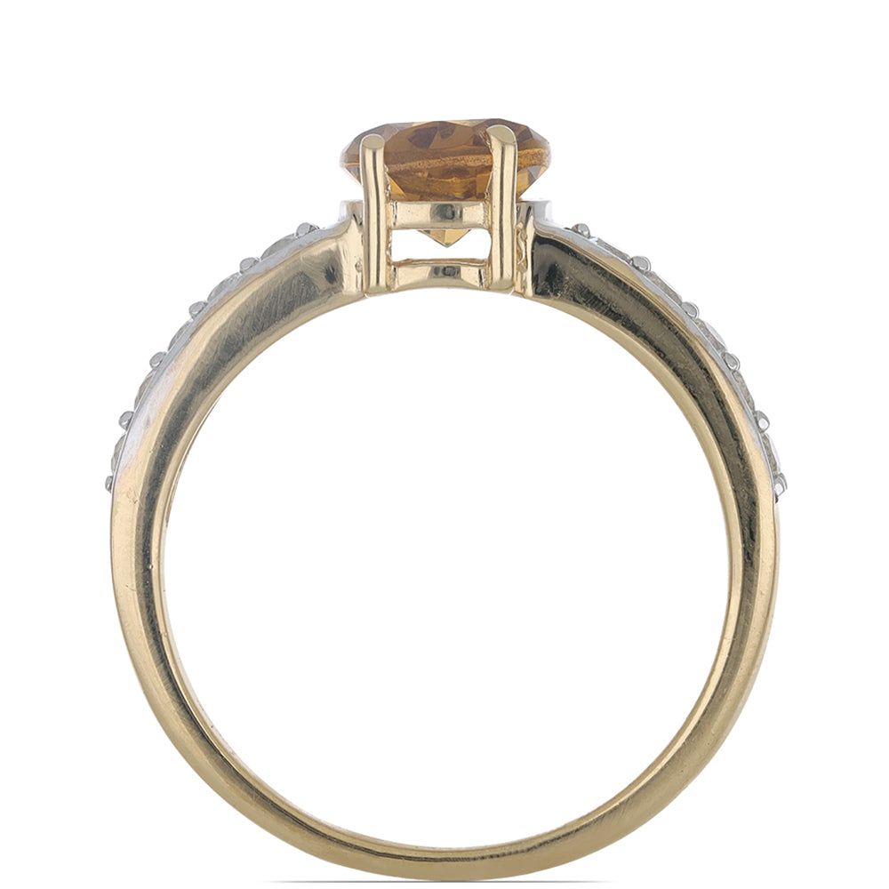 Goldplattierter Silberring mit Cognac-Quarz und weißem Topas 3 