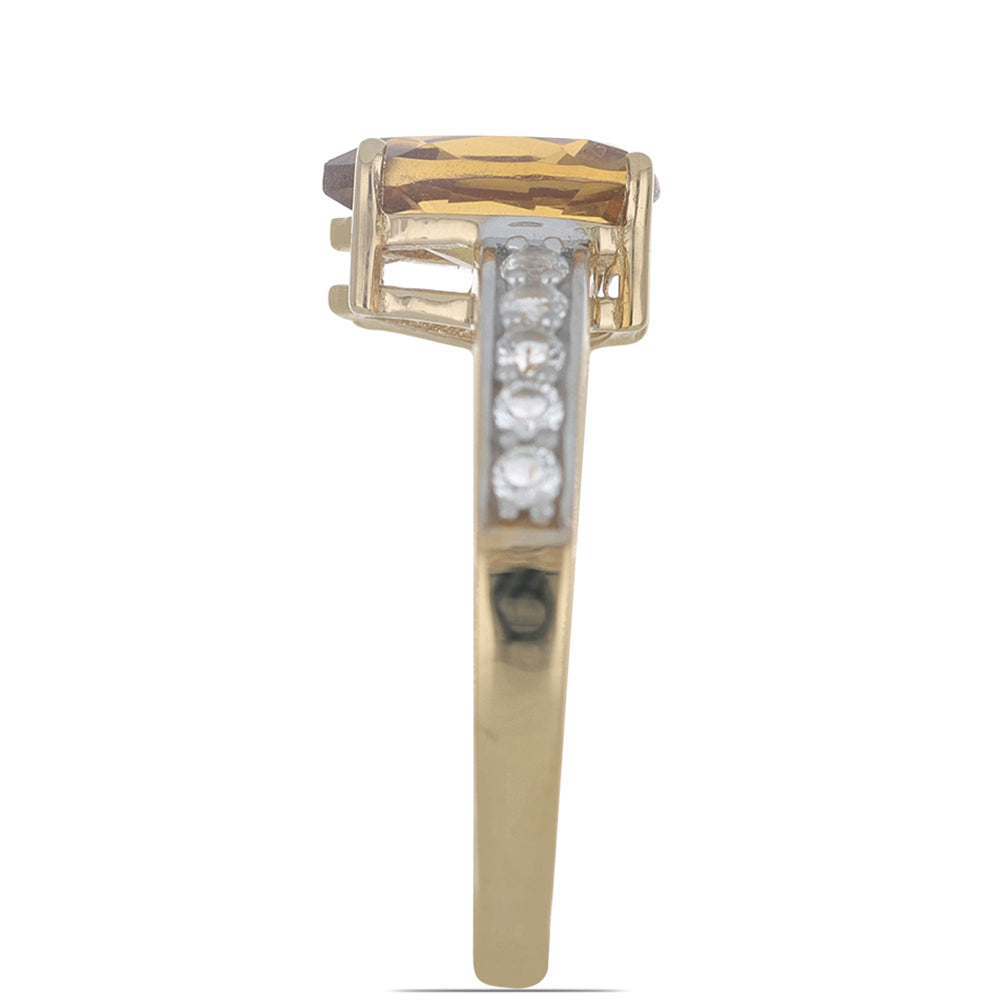 Goldplattierter Silberring mit Cognac-Quarz und weißem Topas 4 