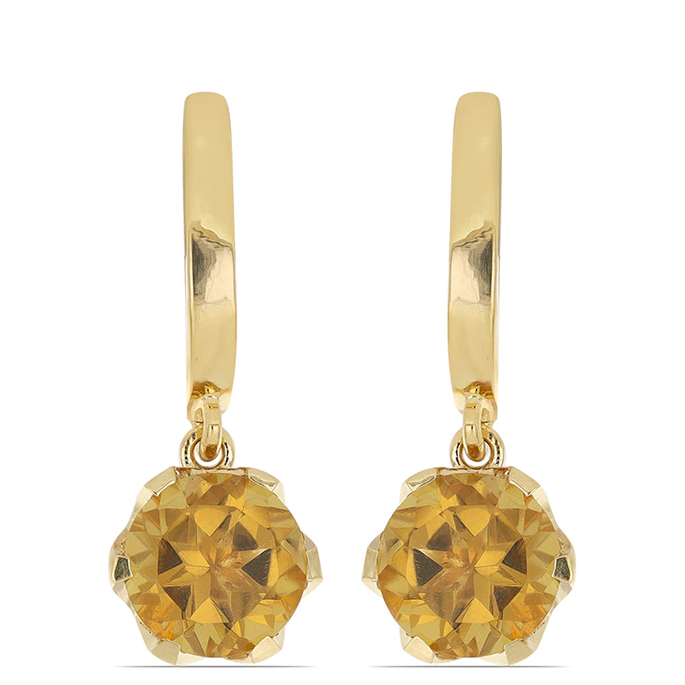 Goldplattierte Silberohrringe mit Cognac-Quarz 1 