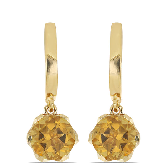 Goldplattierte Silberohrringe mit Cognac-Quarz