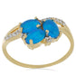 Goldplattierter Silberring mit blauem äthiopischem Opal aus Lega Dembi und weißem Topas