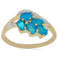 Goldplattierter Silberring mit blauem äthiopischem Opal aus Lega Dembi und weißem Topas