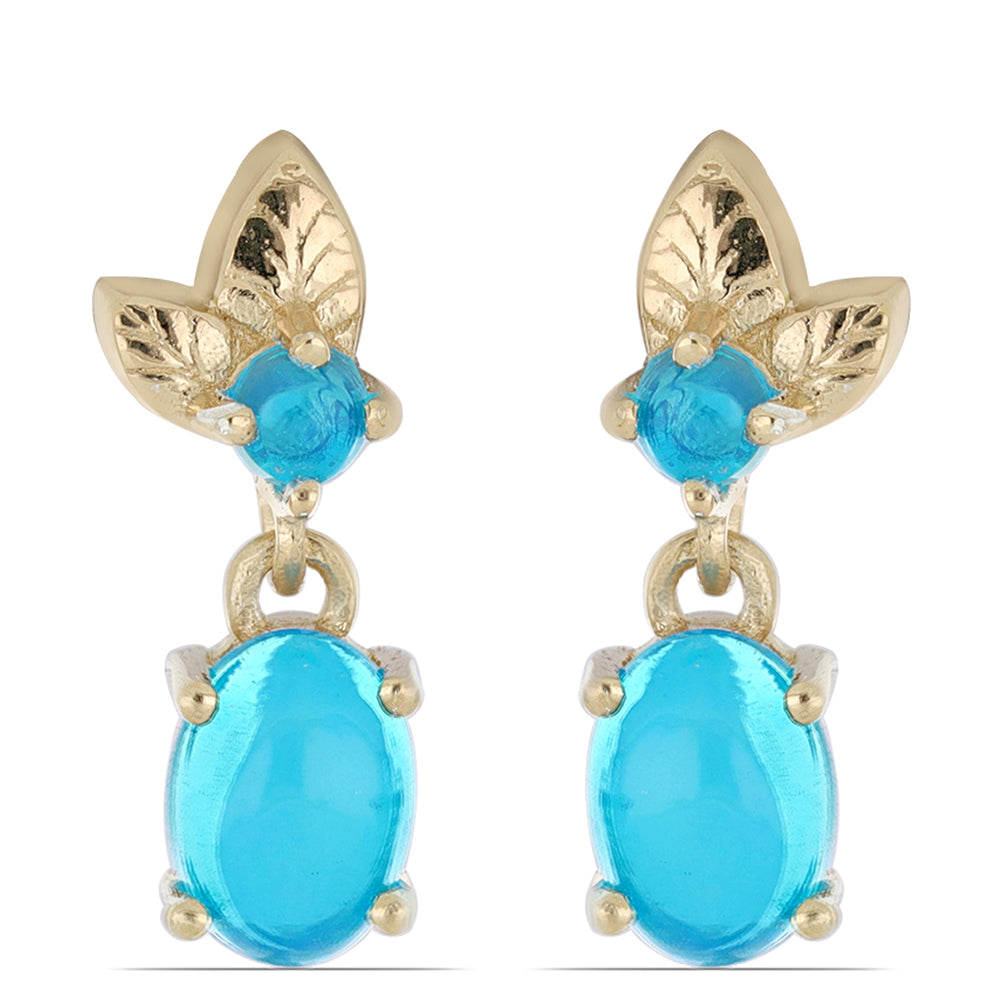 Goldplattierte Silberohrringe mit blauem äthiopischem Opal aus Lega Dembi