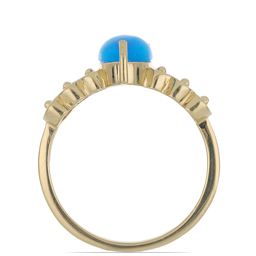 Goldplattierter Silberring mit blauem äthiopischem Opal aus Lega Dembi