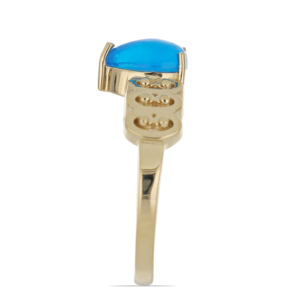 Goldplattierter Silberring mit blauem äthiopischem Opal aus Lega Dembi 4 