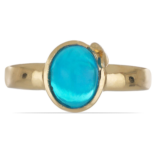 Goldplattierter Silberring mit blauem äthiopischem Opal aus Lega Dembi