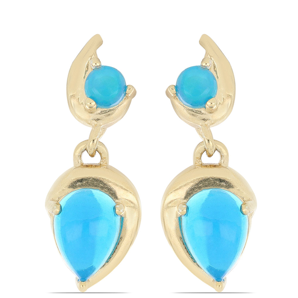 Goldplattierte Silberohrringe mit blauem äthiopischem Opal aus Lega Dembi 1 