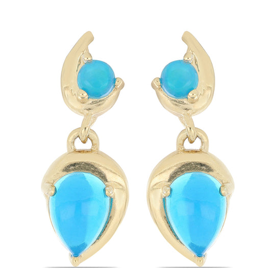 Goldplattierte Silberohrringe mit blauem äthiopischem Opal aus Lega Dembi