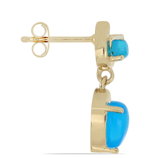 Goldplattierte Silberohrringe mit blauem äthiopischem Opal aus Lega Dembi