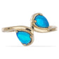 Goldplattierter Silberring mit blauem äthiopischem Opal aus Lega Dembi