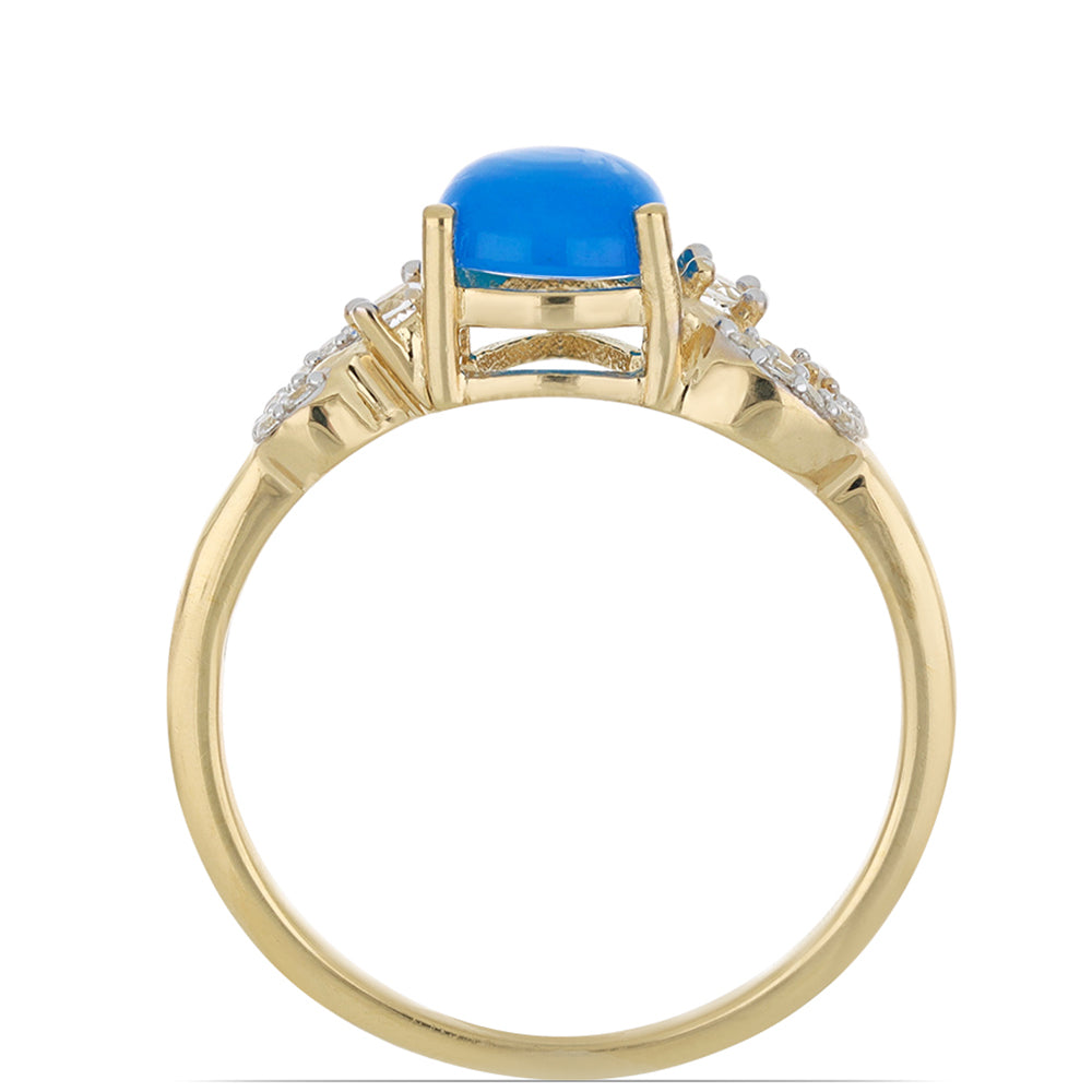 Goldplattierter Silberring mit blauem äthiopischem Opal aus Lega Dembi und weißem Topas 3 