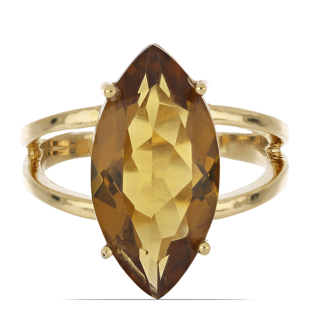 Goldplattierter Silberring mit Cognac-Quarz 1 