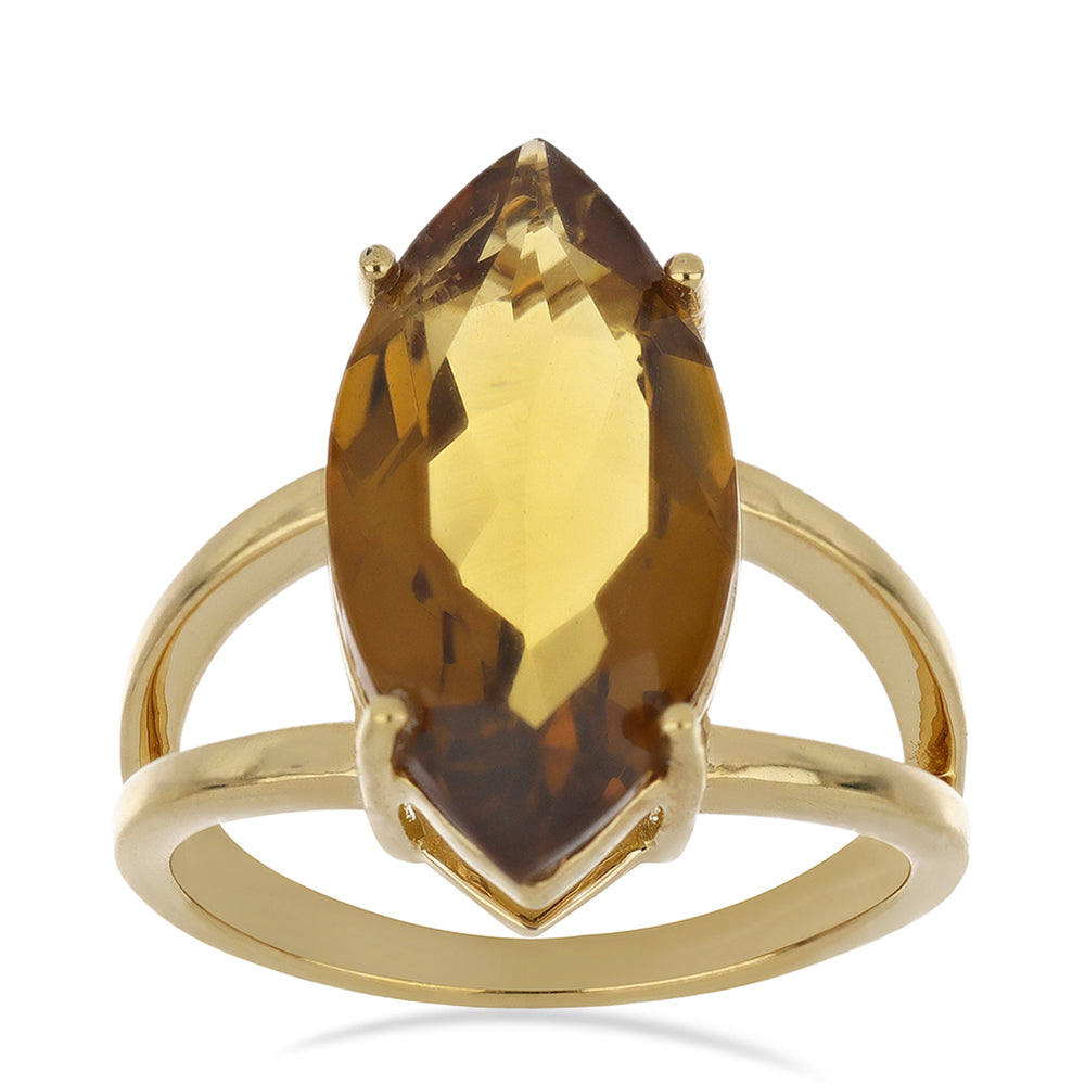 Goldplattierter Silberring mit Cognac-Quarz