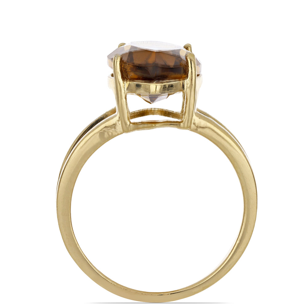 Goldplattierter Silberring mit Cognac-Quarz