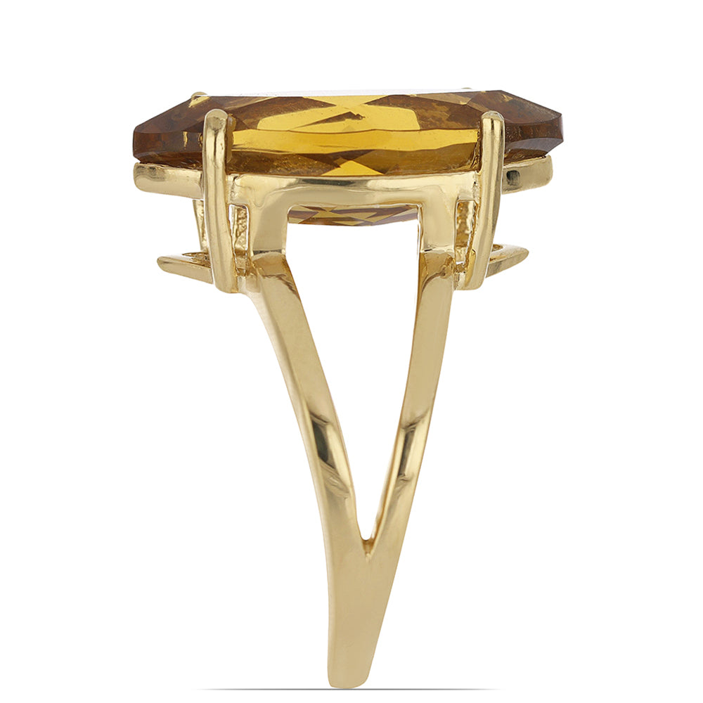 Goldplattierter Silberring mit Cognac-Quarz 4 