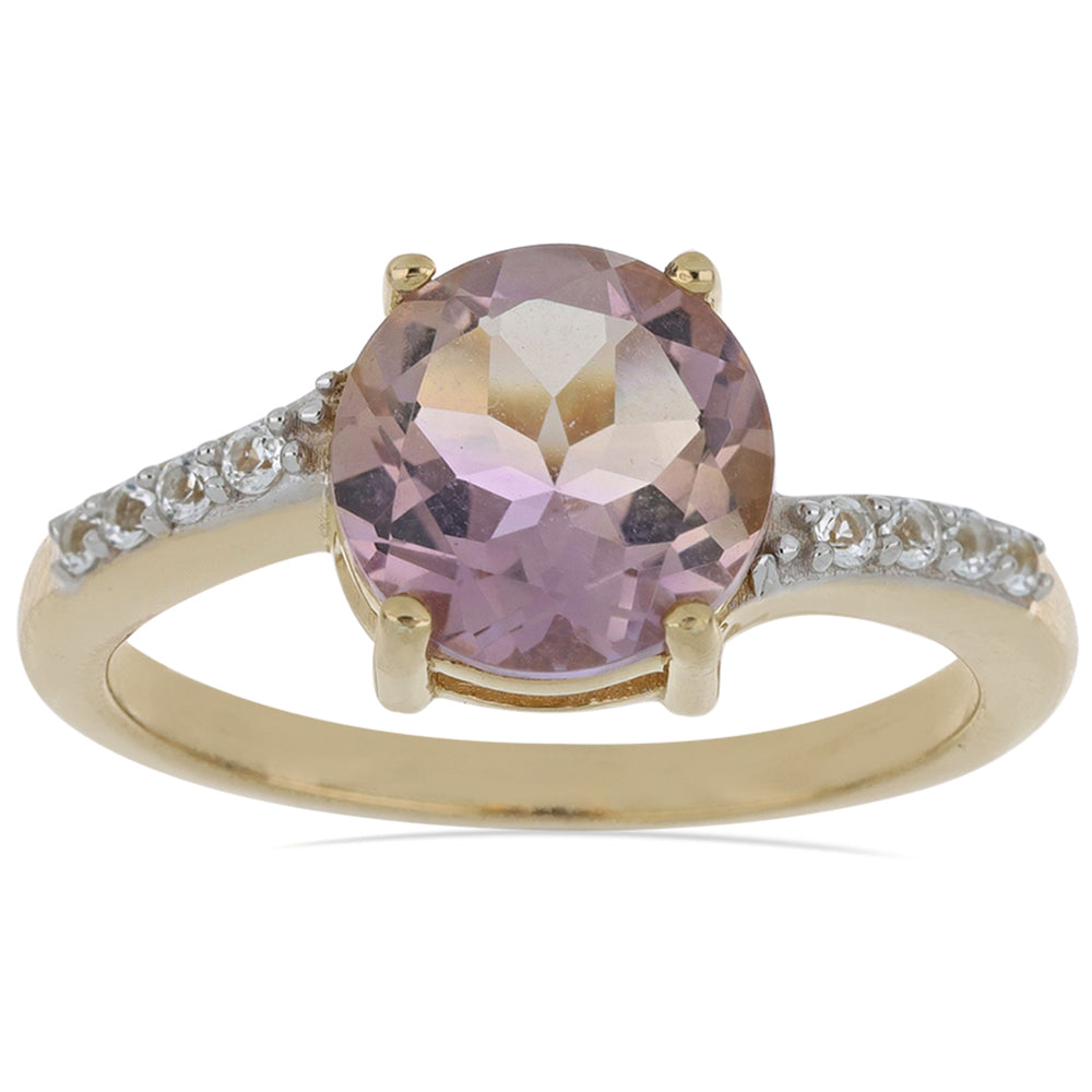 Goldplattierter Silberring mit Amethyst und weißem Topas 2 