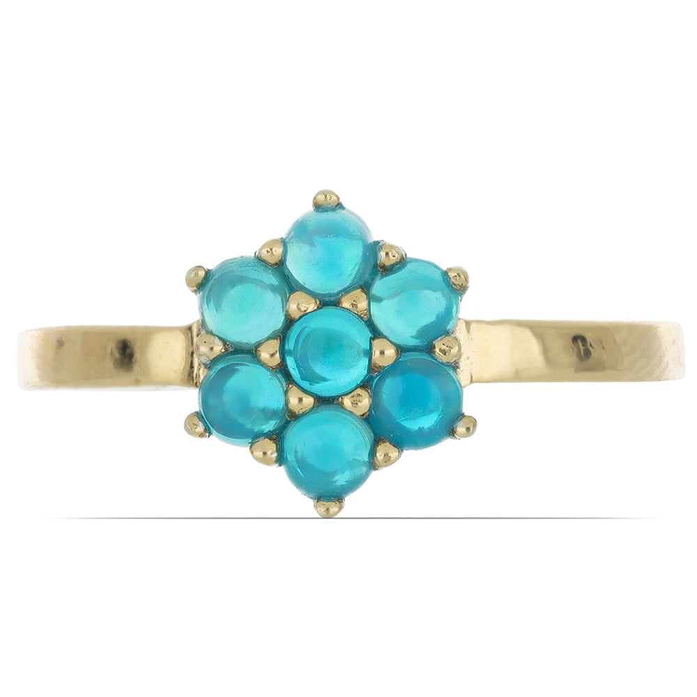 Goldplattierter Silberring mit blauem äthiopischem Opal aus Lega Dembi 1 
