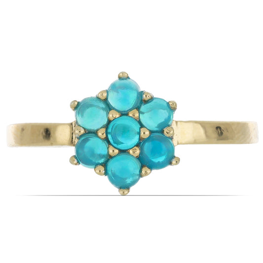 Goldplattierter Silberring mit blauem äthiopischem Opal aus Lega Dembi