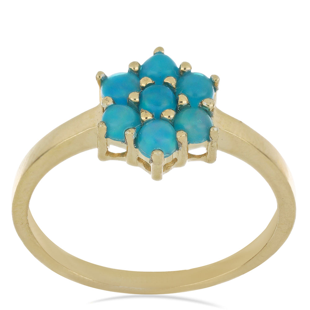 Goldplattierter Silberring mit blauem äthiopischem Opal aus Lega Dembi 2 