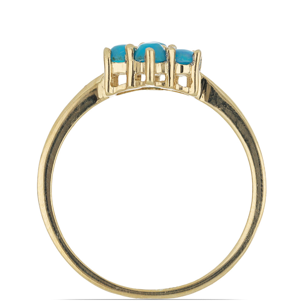 Goldplattierter Silberring mit blauem äthiopischem Opal aus Lega Dembi