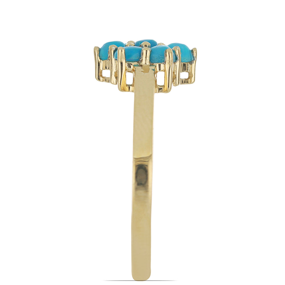 Goldplattierter Silberring mit blauem äthiopischem Opal aus Lega Dembi
