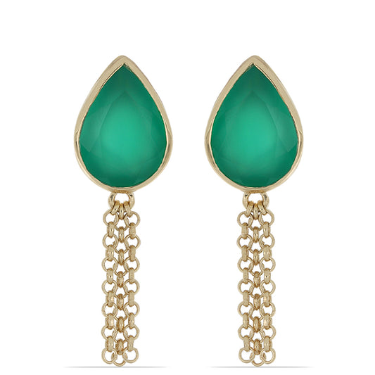 Goldplattierte Silberohrringe mit grünem Achat aus Spruce Pine