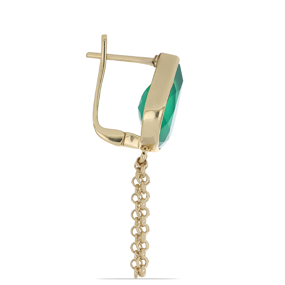 Goldplattierte Silberohrringe mit grünem Achat aus Spruce Pine 2 