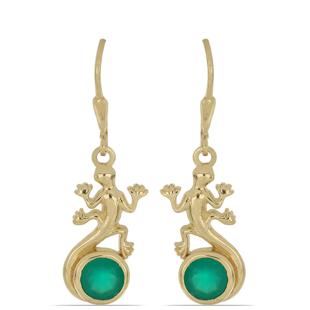 Goldplattierte Silberohrringe mit grünem Achat aus Spruce Pine