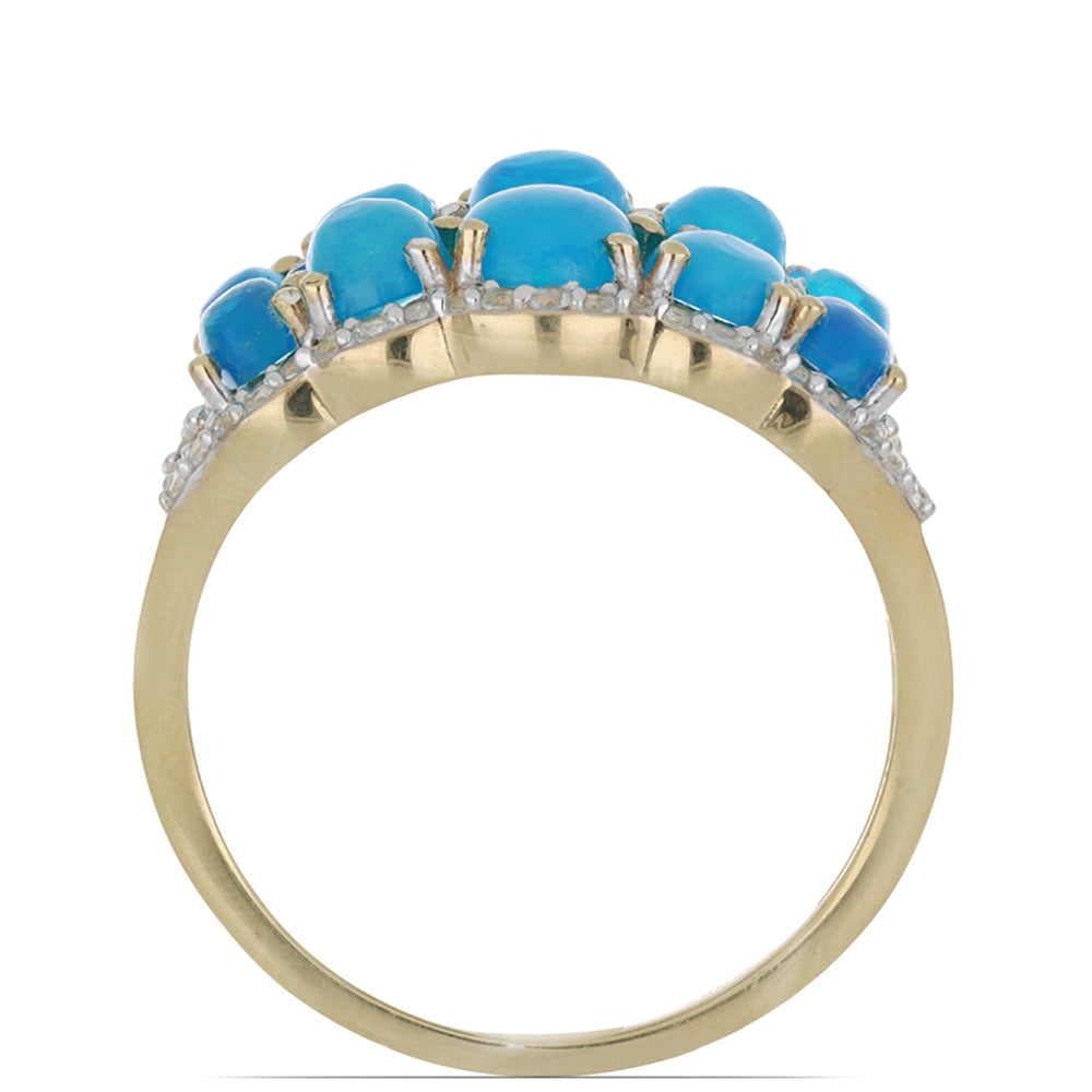 Goldplattierter Silberring mit blauem äthiopischem Opal aus Lega Dembi 3 