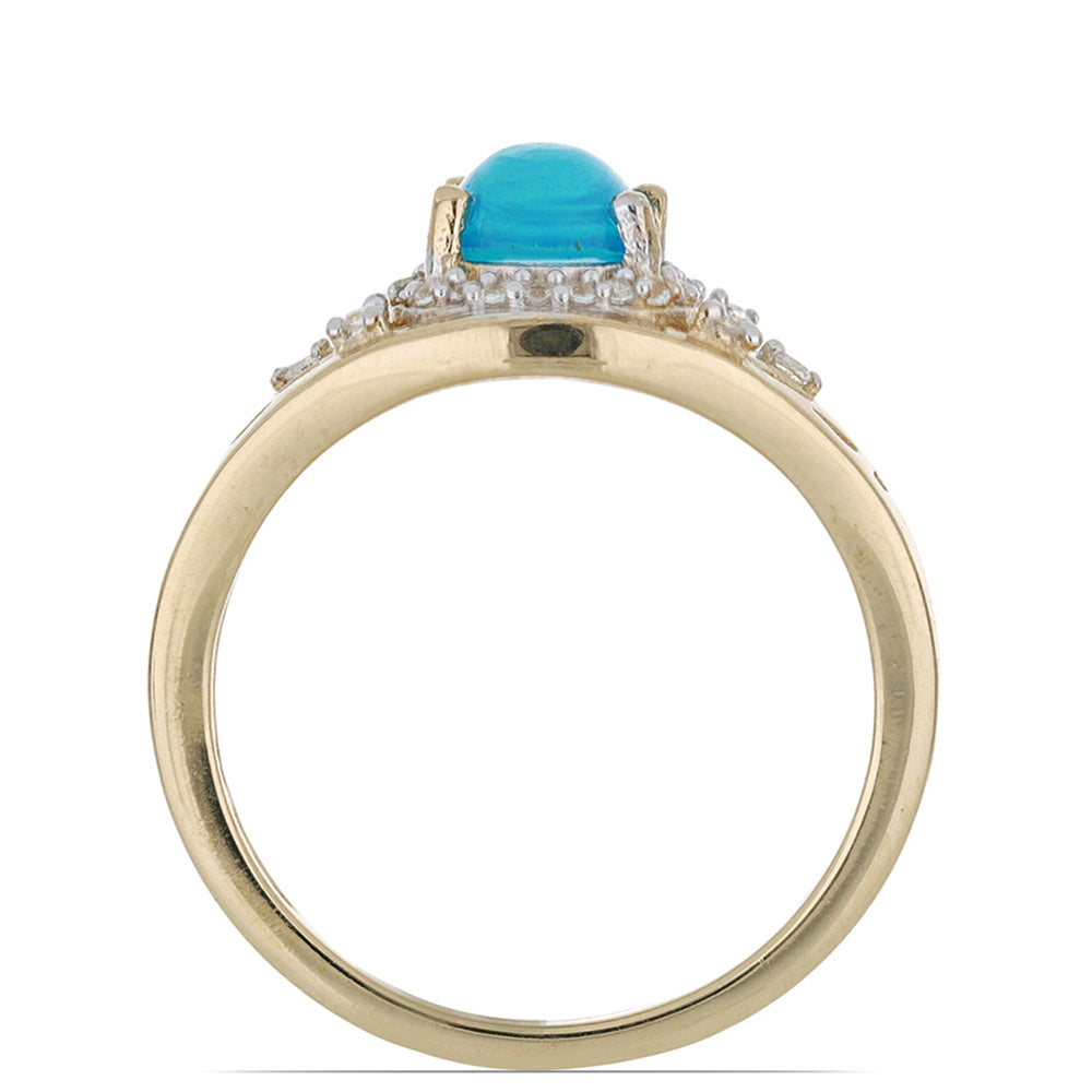 Goldplattierter Silberring mit blauem äthiopischem Opal aus Lega Dembi und weißem Topas 3 