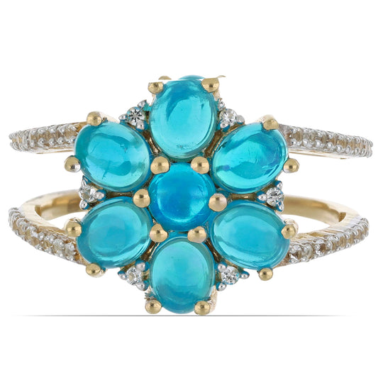 Goldplattierter Silberring mit blauem äthiopischem Opal aus Lega Dembi