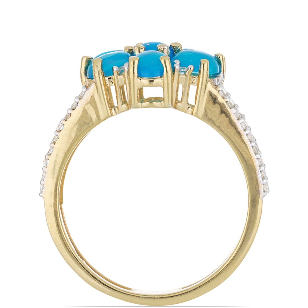 Goldplattierter Silberring mit blauem äthiopischem Opal aus Lega Dembi