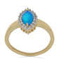 Goldplattierter Silberring mit blauem äthiopischem Opal aus Lega Dembi und weißem Topas