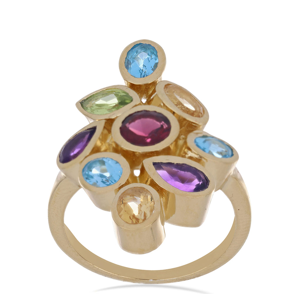 Goldplattierter Silberring mit Amethyst aus Vera Cruz und Rhodolith aus Moatize