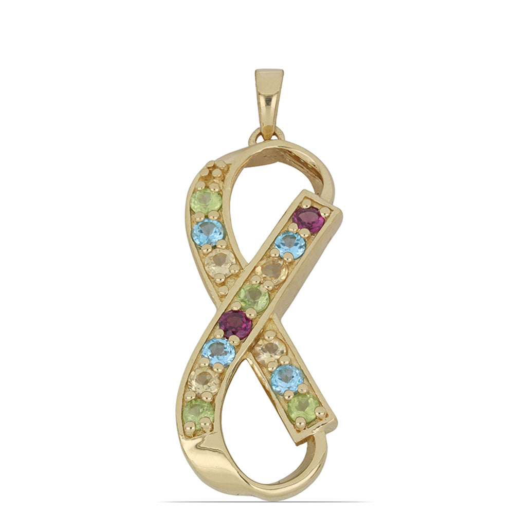 Goldplattierter Silberanhänger mit Zitrin aus dem Ural und Peridot aus Changbai 1 