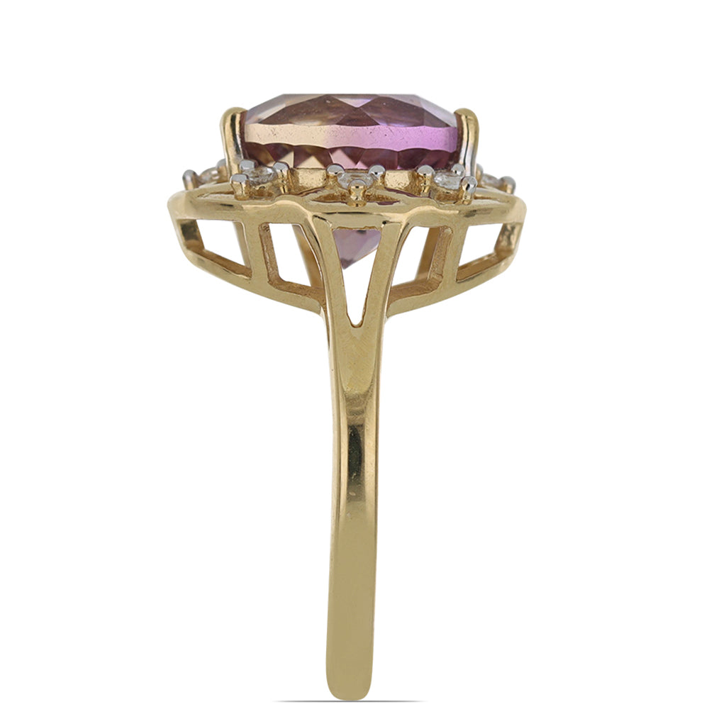 Goldplattierter Silberring mit Amethyst und weißem Topas 4 