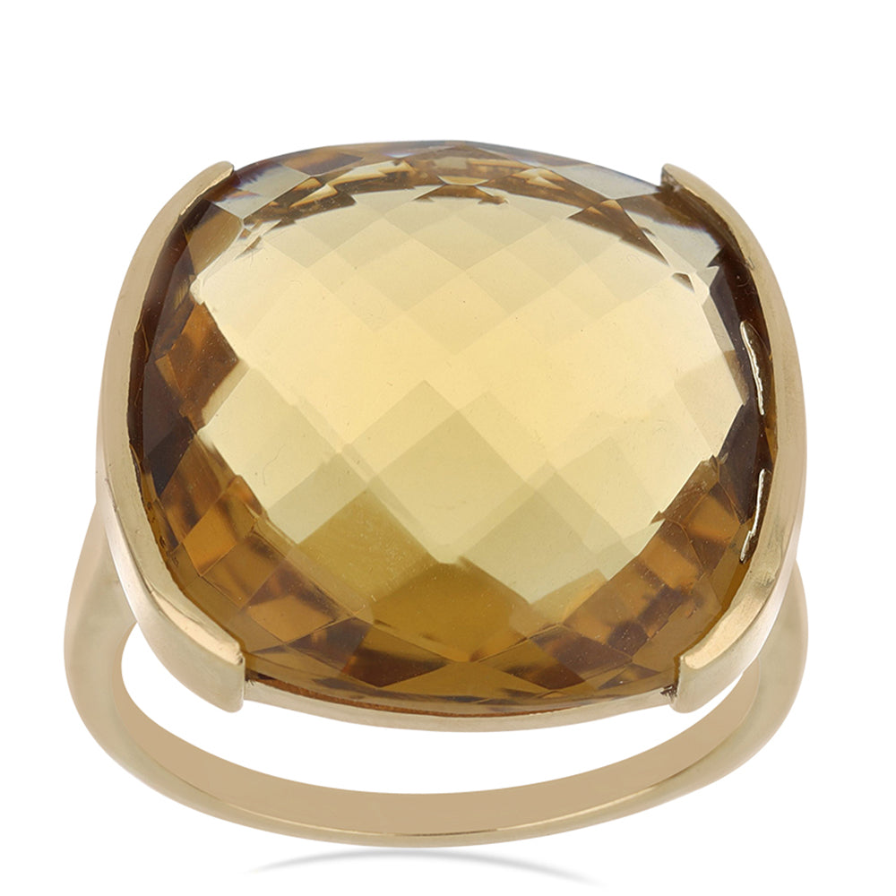 Goldplattierter Silberring mit Cognac-Quarz 2 