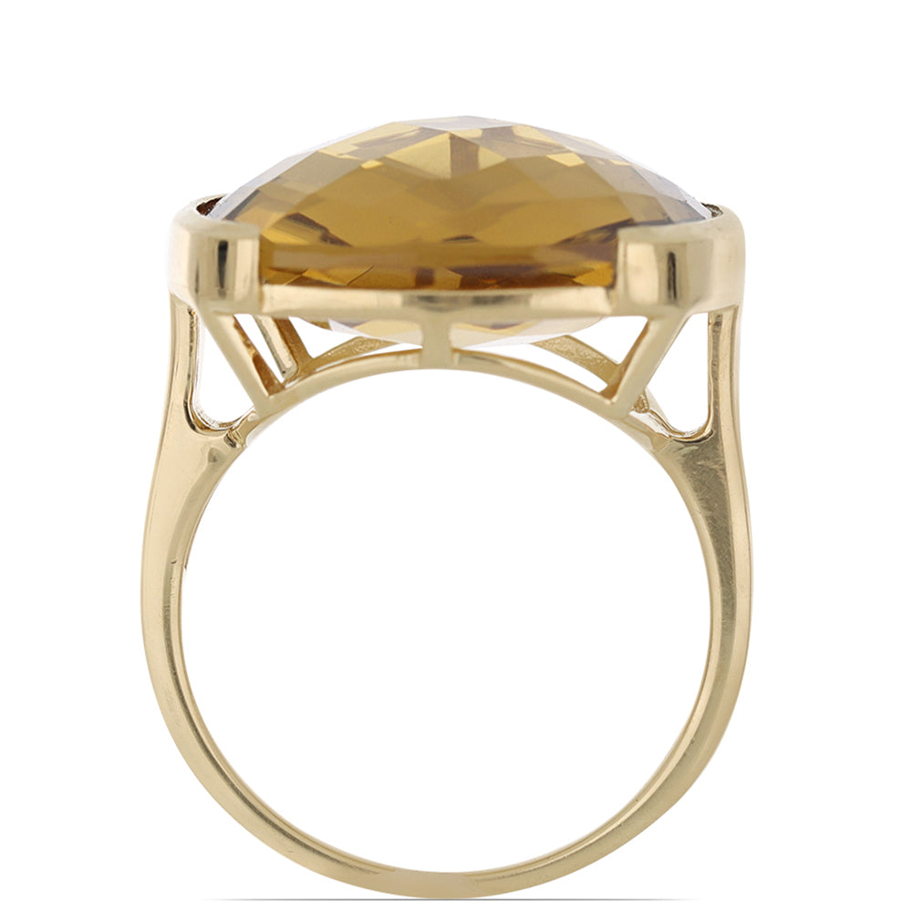 Goldplattierter Silberring mit Cognac-Quarz