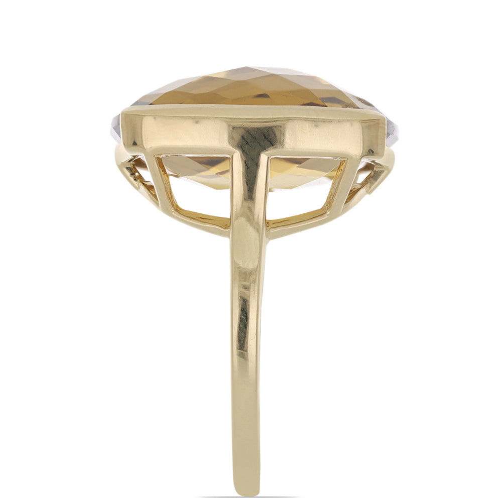 Goldplattierter Silberring mit Cognac-Quarz